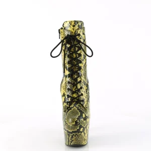 ADORE - 18 cm bottine talon haut femme pleaser motif serpent jaune