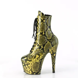 ADORE - 18 cm bottine talon haut femme pleaser motif serpent jaune