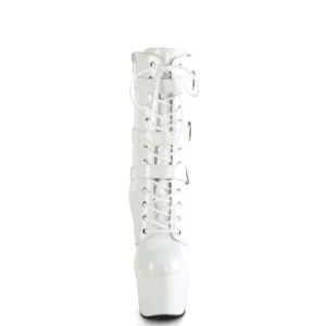 ADORE-1043 - 18 cm plateforme bottines talons aiguilles vernis blanc