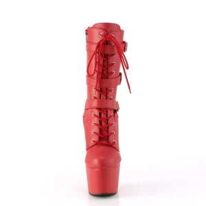 ADORE-1043 - 18 cm plateforme bottines talons aiguilles vegan rouges
