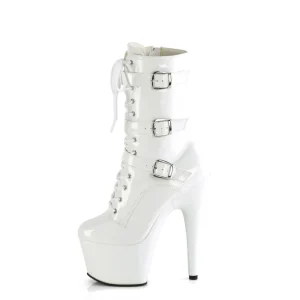 ADORE-1043 - 18 cm plateforme bottines talons aiguilles vernis blanc