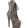 ADORE-1020HG - 18 cm bottine talon haut femme pleaser hologramme brun