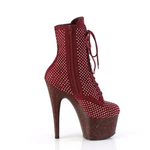 ADORE-1020RM 18 cm bottine talon haut femme pleaser strass bordeaux