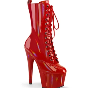 ADORE-1040WRHG - 18 cm plateforme bottines talons aiguilles hologramme rouges