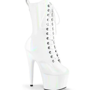 ADORE-1040WRHG - 18 cm plateforme bottines talons aiguilles hologramme blanc