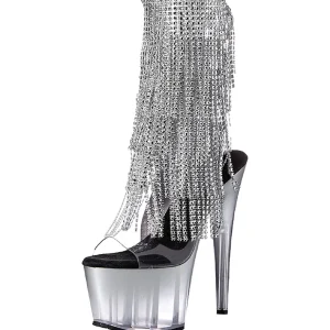 Argent 18 cm ADORE-1017RSFT bottines a frangees pour femmes a talon