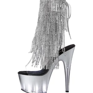 Argent 18 cm ADORE-1017RSFT bottines a frangees pour femmes a talon
