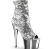 Argent 18 cm ADORE-1008SQ bottines a paillettes pour femmes