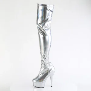 Argent 15 cm DELIGHT-3000HWR Hologramme bottes overknee plateforme de pole dance