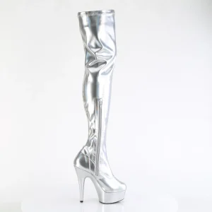 Argent 15 cm DELIGHT-3000HWR Hologramme bottes overknee plateforme de pole dance