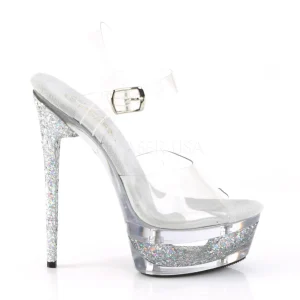 Argent 16,5 cm ECLIPSE-608GT Sandales Talons Aiguilles