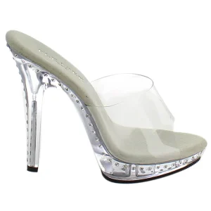 Argent 13 cm Fabulicious LIP-101LS Strass Plateforme Mules Hautes