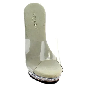 Argent 13 cm Fabulicious LIP-101LS Strass Plateforme Mules Hautes