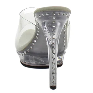Argent 13 cm Fabulicious LIP-101LS Strass Plateforme Mules Hautes