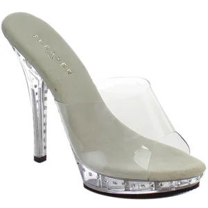 Argent 13 cm Fabulicious LIP-101LS Strass Plateforme Mules Hautes