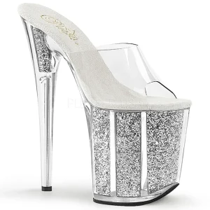 Argent 20 cm FLAMINGO-801G etincelle plateforme mules talons hauts