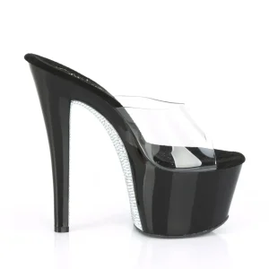 Argent 18 cm SKY-301CRS mules plateforme talon haut strass