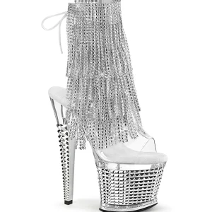 Argent 18 cm SPECTATOR-1017RSF talons hauts bottines a frangees