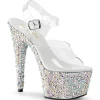 Argent Cristal Pierre 18 cm BEJEWELED-708MS Chaussures Plateau Talon Haut