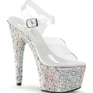 Argent Cristal Pierre 18 cm BEJEWELED-708MS Chaussures Plateau Talon Haut