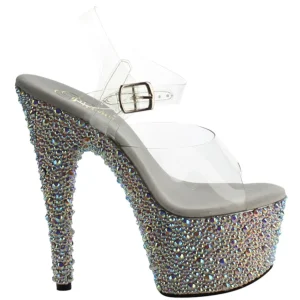 Argent Cristal Pierre 18 cm BEJEWELED-708MS Chaussures Plateau Talon Haut