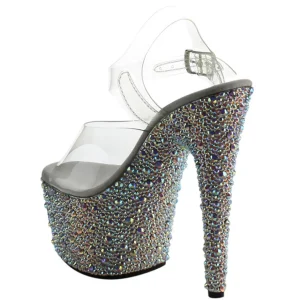 Argent Cristal Pierre 18 cm BEJEWELED-708MS Chaussures Plateau Talon Haut