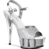 Argent Glitter 15 cm DELIGHT-609-5G Talons Hauts Plateforme