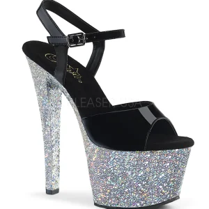 Argent paillettes 18 cm Pleaser SKY-309LG chaussure à talons de pole dance