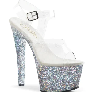 Argent paillettes 18 cm Pleaser SKY-308LG chaussure à talons de pole dance