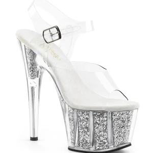 Argent paillettes 18 cm Pleaser ADORE-708G Sandales à talons de pole dance