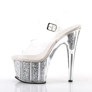 Argent paillettes 18 cm Pleaser ADORE-708G Sandales à talons de pole dance