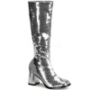 Argent Paillettes 8 cm SPECTACUL disco bottes à talon carré années 70