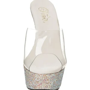 Argent Pierres Strass 15,5 cm BEJEWELED-601DM Mules Talons Hauts
