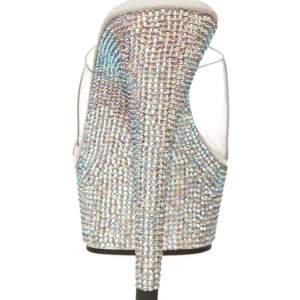 Argent Pierres Strass 15,5 cm BEJEWELED-601DM Mules Talons Hauts