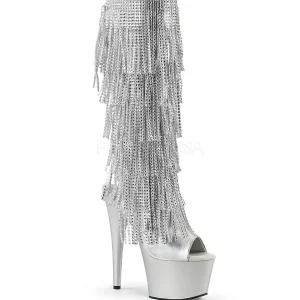 Argent Strass 18 cm ADORE-2024RSF bottes a frangees pour femmes a talon