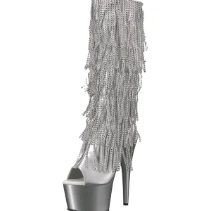 Argent Strass 18 cm ADORE-2024RSF bottes a frangees pour femmes a talon