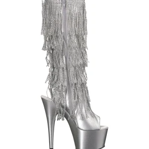 Argent Strass 18 cm ADORE-2024RSF bottes a frangees pour femmes a talon