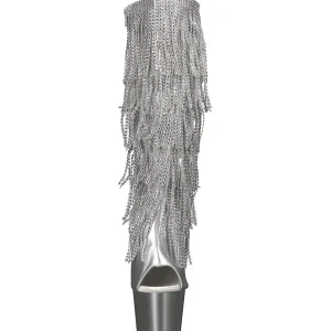 Argent Strass 18 cm ADORE-2024RSF bottes a frangees pour femmes a talon