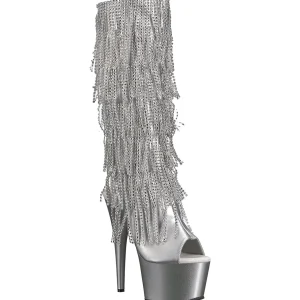 Argent Strass 18 cm ADORE-2024RSF bottes a frangees pour femmes a talon