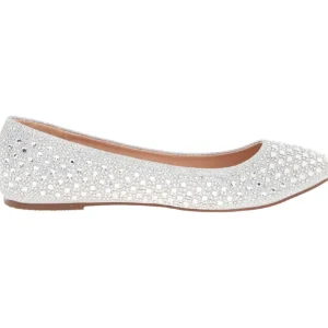 Argent TREAT-06 pierre cristal chaussures ballerines femmes plates