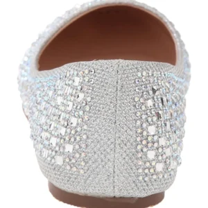 Argent TREAT-06 pierre cristal chaussures ballerines femmes plates