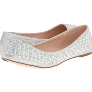 Argent TREAT-06 pierre cristal chaussures ballerines femmes plates