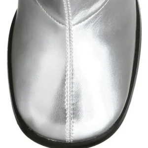 Argentées bottes hautes vinyle - années 70 en - hippie disco gogo botte haute à talon carré 7,5 cm
