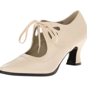 Beige Mat 7 cm retro vintage VICTORIAN-03 escarpins à talons hauts