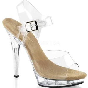 Beige Transparent 13 cm LIP-108 Plateforme Chaussures Talon Haut