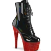 BEJ-1020-7 - 18 cm bottine talon haut femme pleaser strass noir rouge