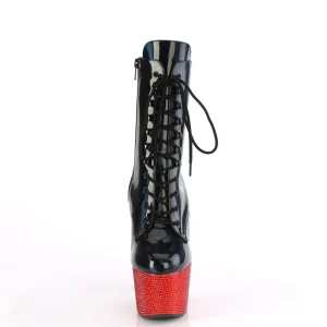 BEJ-1020-7 - 18 cm bottine talon haut femme pleaser strass noir rouge