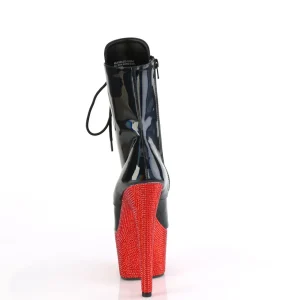 BEJ-1020-7 - 18 cm bottine talon haut femme pleaser strass noir rouge