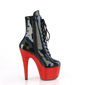 BEJ-1020-7 - 18 cm bottine talon haut femme pleaser strass noir rouge