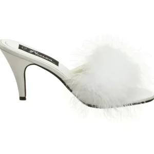 Blanc 8 cm AMOUR-03 plumes de marabout Mules Chaussures